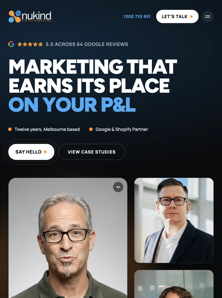 Nukind Digital Marketing homepage: Marketing that earns its place on your P&L